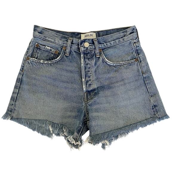 Agolde Pants - AGOLDE Parker Long Short 25 Medium Wash Wheel Cutoff Button Fly 4" Inseam